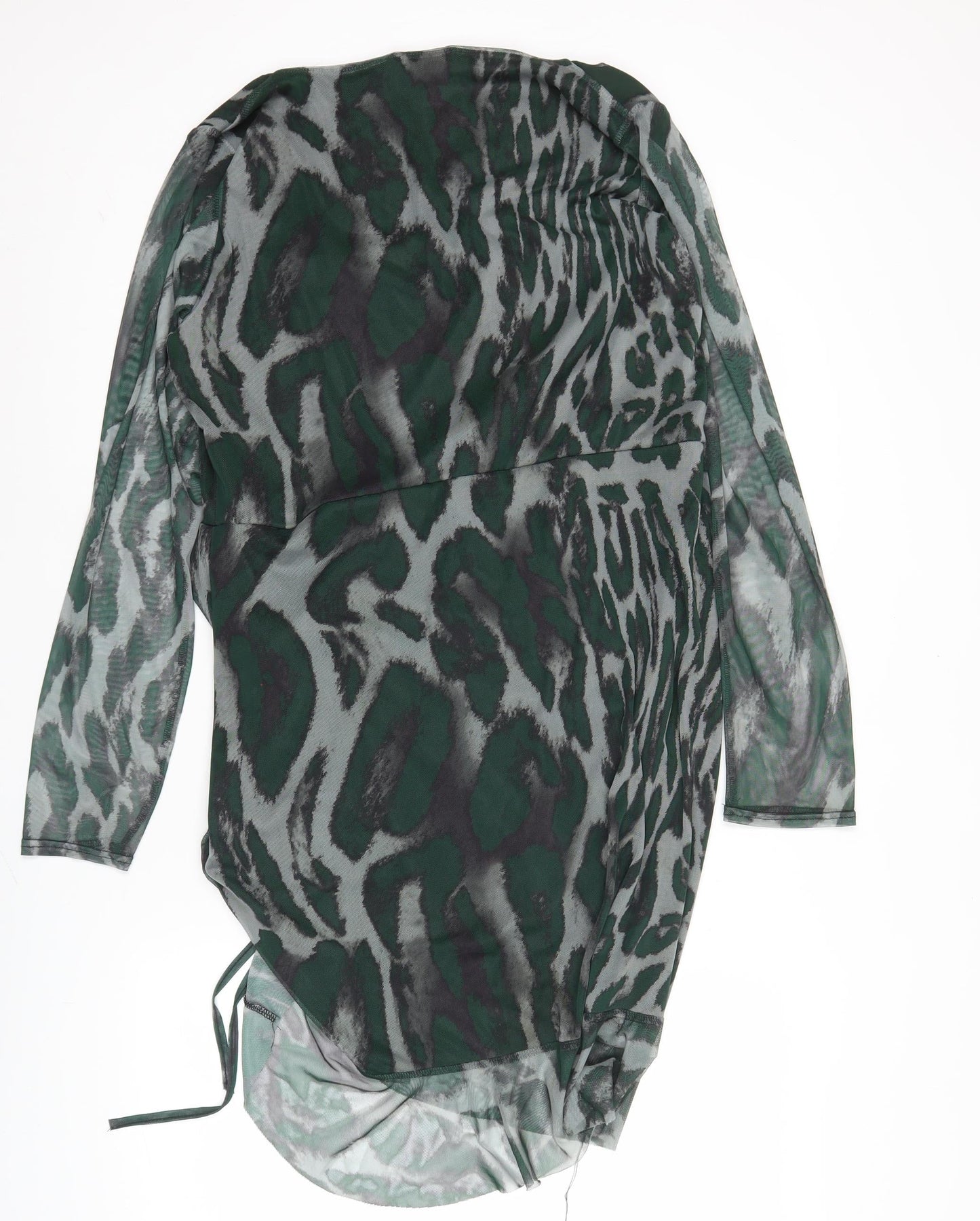 PrettyLittleThing Women’s Green Animal Print Bodycon Dress Size 18