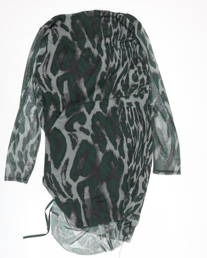 PrettyLittleThing Women’s Green Animal Print Bodycon Dress Size 18