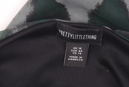 PrettyLittleThing Women’s Green Animal Print Bodycon Dress Size 18