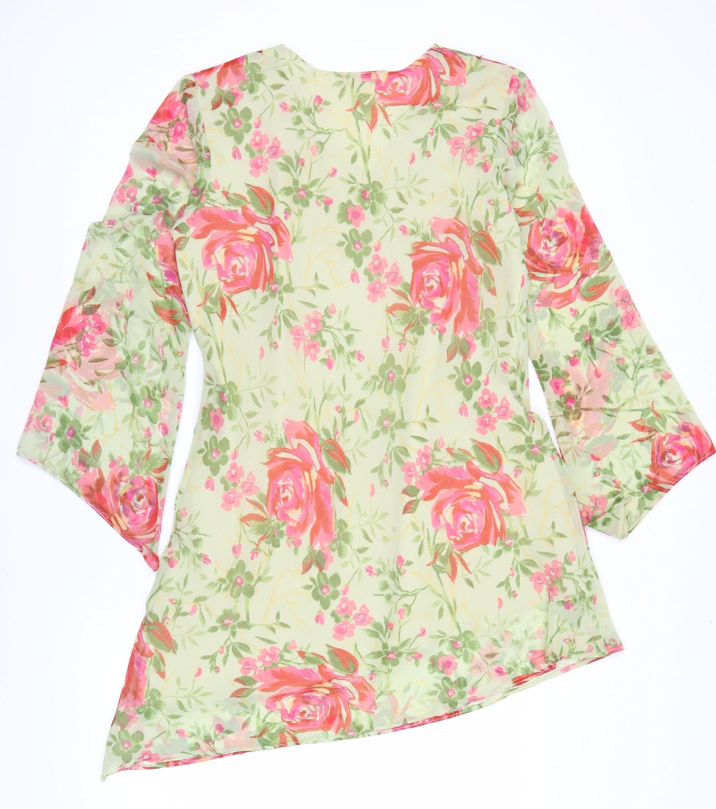 Chic Soul Women’s Multicoloured Floral Shift Dress Size S V-Neck Long Sleeve