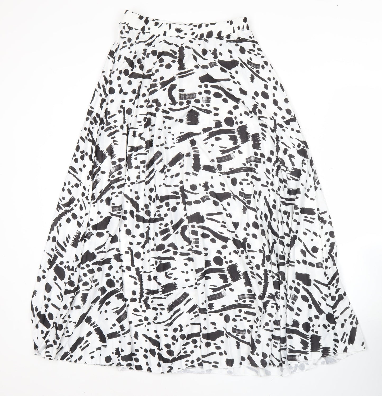 ASOS Women’s Black White Animal Print Pleated Midi Skirt Size 10