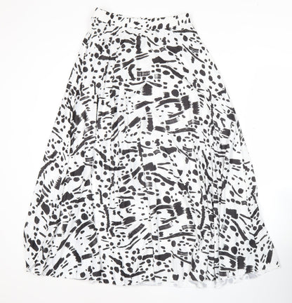ASOS Women’s Black White Animal Print Pleated Midi Skirt Size 10
