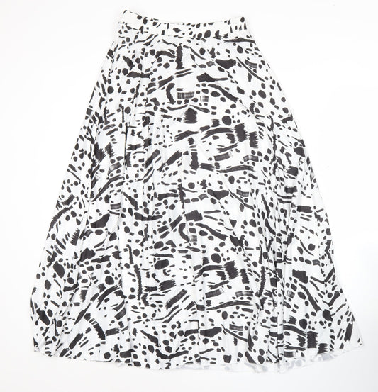 ASOS Women’s Black White Animal Print Pleated Midi Skirt Size 10
