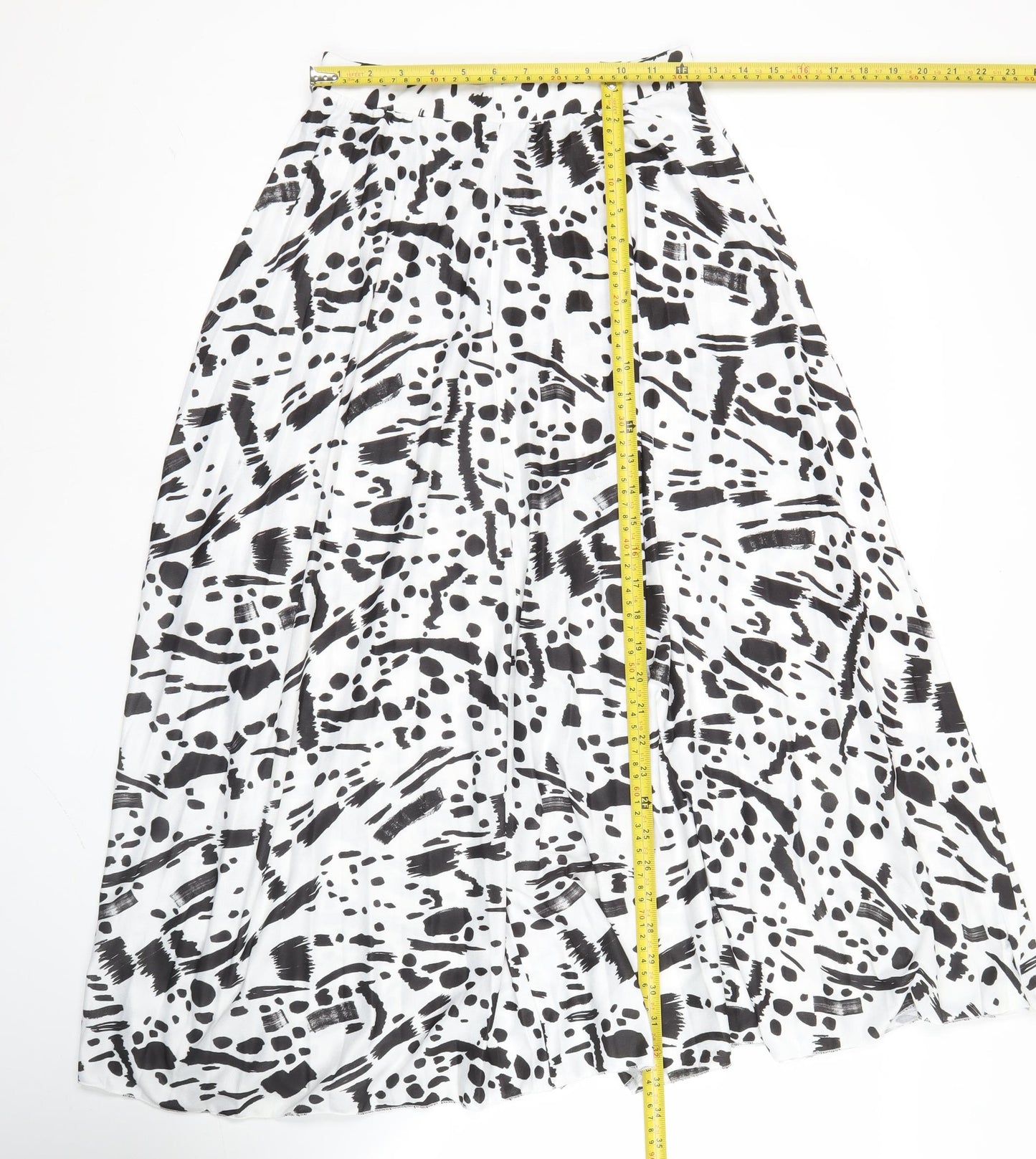 ASOS Women’s Black White Animal Print Pleated Midi Skirt Size 10