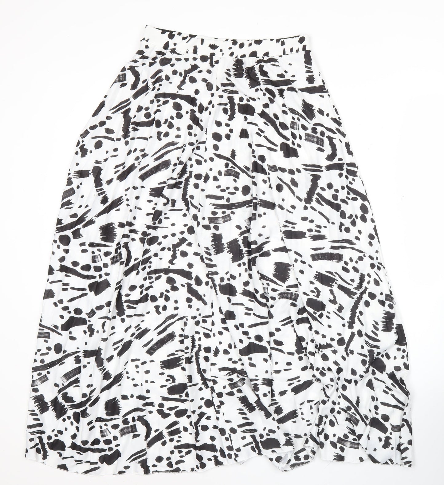 ASOS Women’s Black White Animal Print Pleated Midi Skirt Size 10