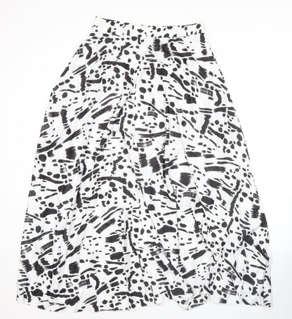 ASOS Women’s Black White Animal Print Pleated Midi Skirt Size 10