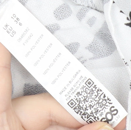 ASOS Women’s Black White Animal Print Pleated Midi Skirt Size 10