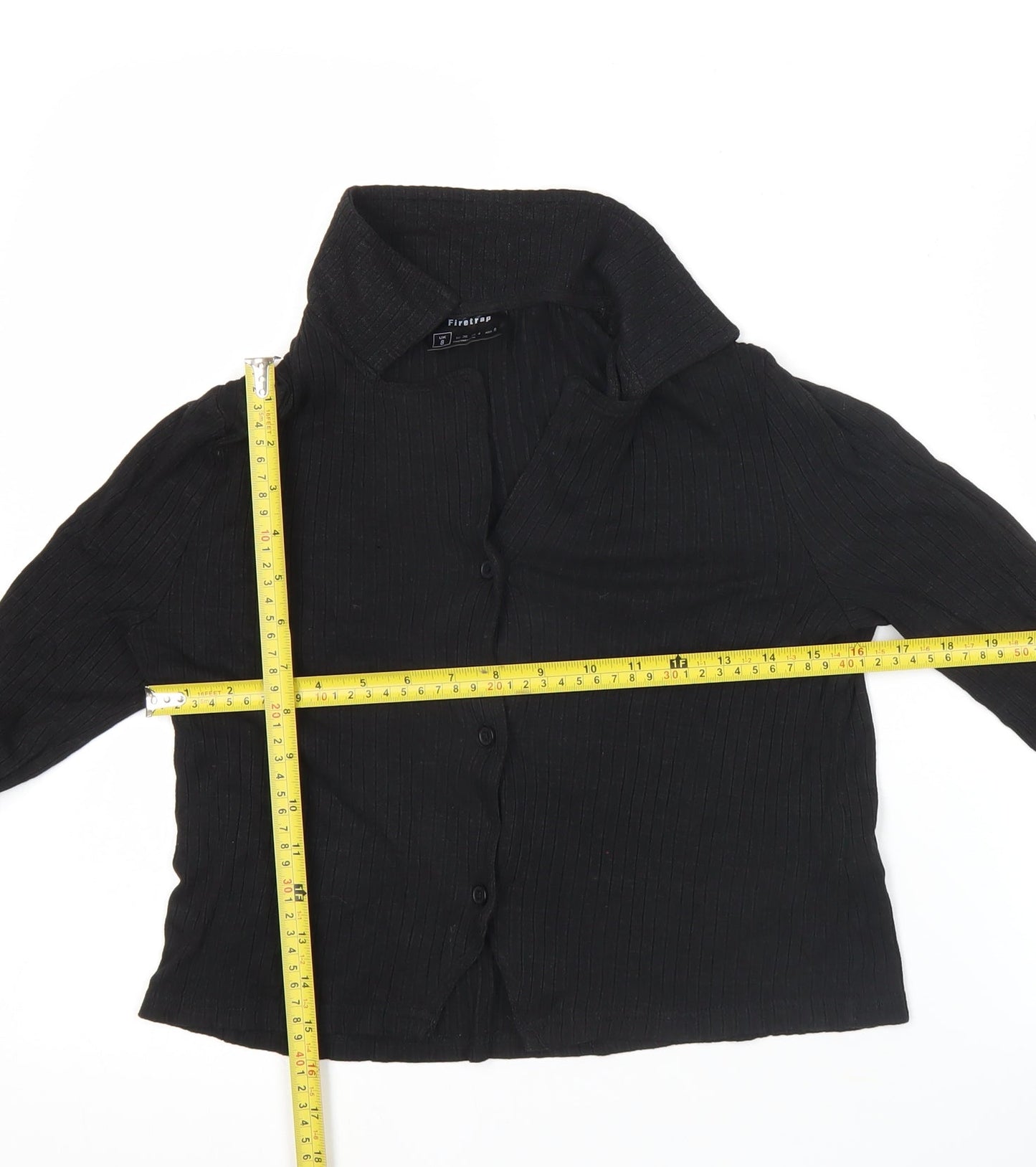 Womens UK Size 8 Firetrap Black Cropped Button-Up
