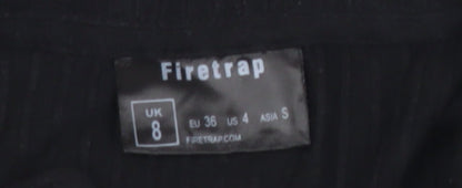 Womens UK Size 8 Firetrap Black Cropped Button-Up