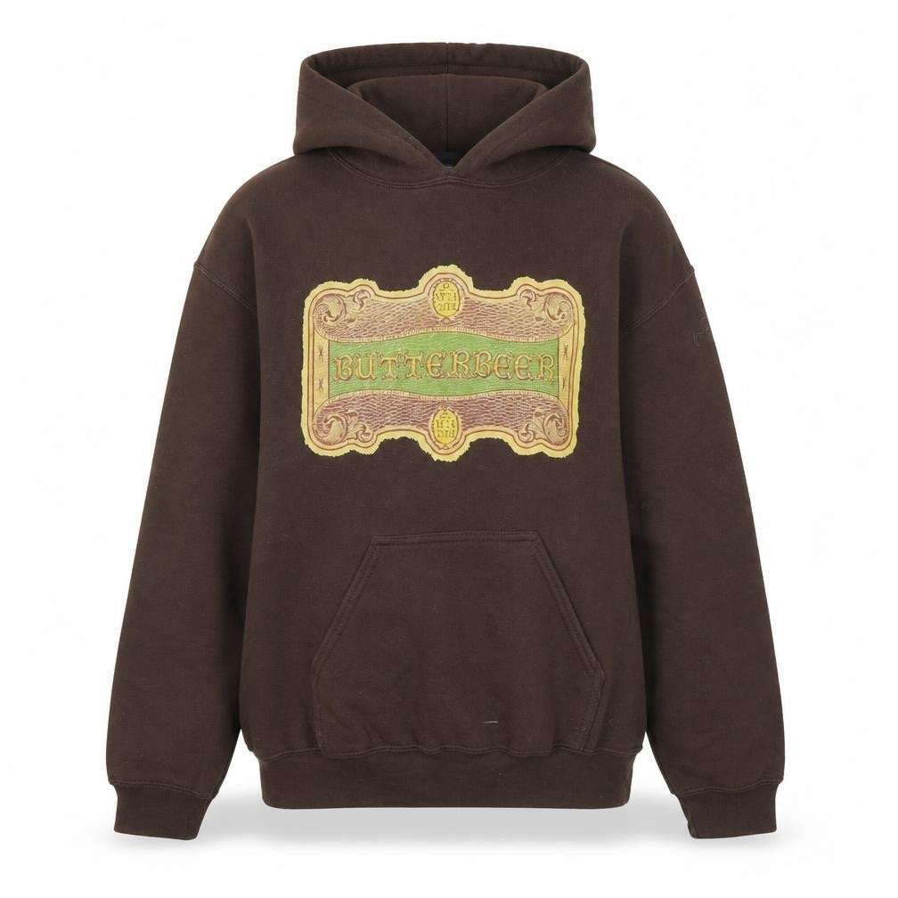 Front view of Warner Bros Harry Potter Butterbeer Brown Hoodie unisex s pullover