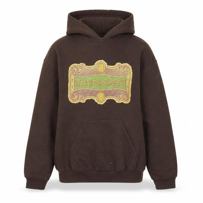 Front view of Warner Bros Harry Potter Butterbeer Brown Hoodie unisex s pullover