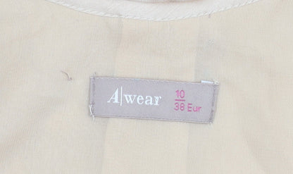 Awear Women’s Beige Shift Dress Size 10 Sleeveless Ruffle Scoop Neck