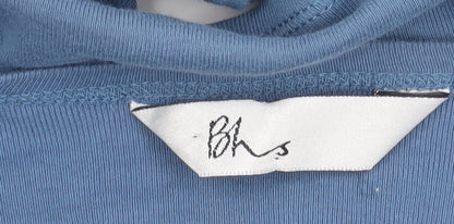 BHS Womens Blue Cotton Tie Front Cardigan Size 10 Long Sleeve