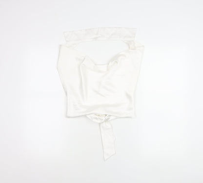 PrettyLittleThing Women’s White Satin Cowl Neck Camisole Blouse UK 12