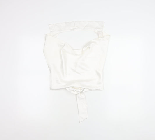 PrettyLittleThing Women’s White Satin Cowl Neck Camisole Blouse UK 12