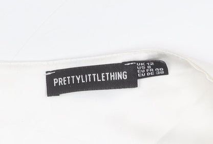 PrettyLittleThing Women’s White Satin Cowl Neck Camisole Blouse UK 12