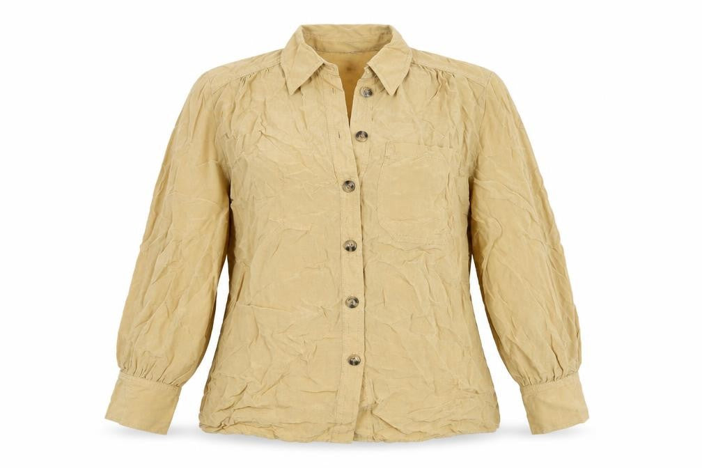 Womens UK Size L Zara Beige Basic Button-Up