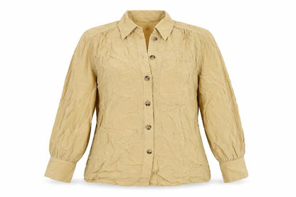 Womens UK Size L Zara Beige Basic Button-Up