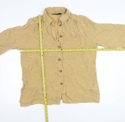 Womens UK Size L Zara Beige Basic Button-Up