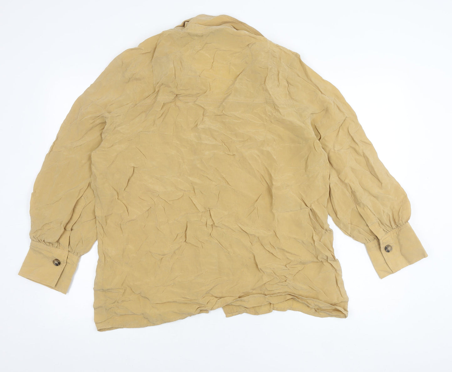 Womens UK Size L Zara Beige Basic Button-Up