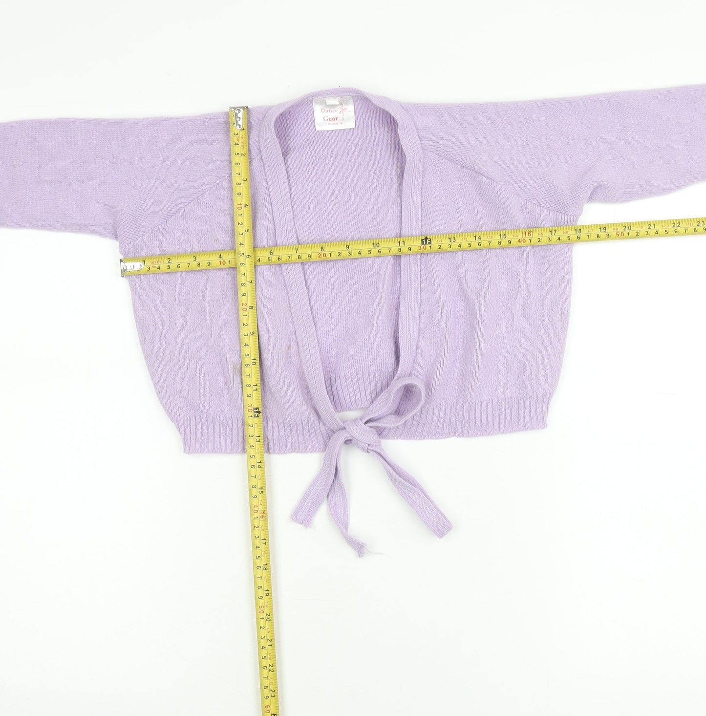 Dance Gear Girls Lilac Acrylic Tie Front Cardigan 28in Size