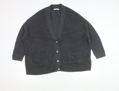 Womens UK Size XS Pull&Bear Grey Cardigan Jumper