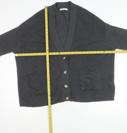 Womens UK Size XS Pull&Bear Grey Cardigan Jumper