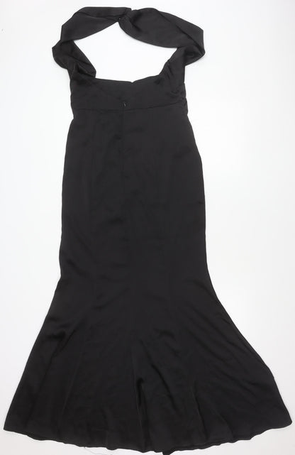PrettyLittleThing Womens Black Halter A-Line Dress Size 12
