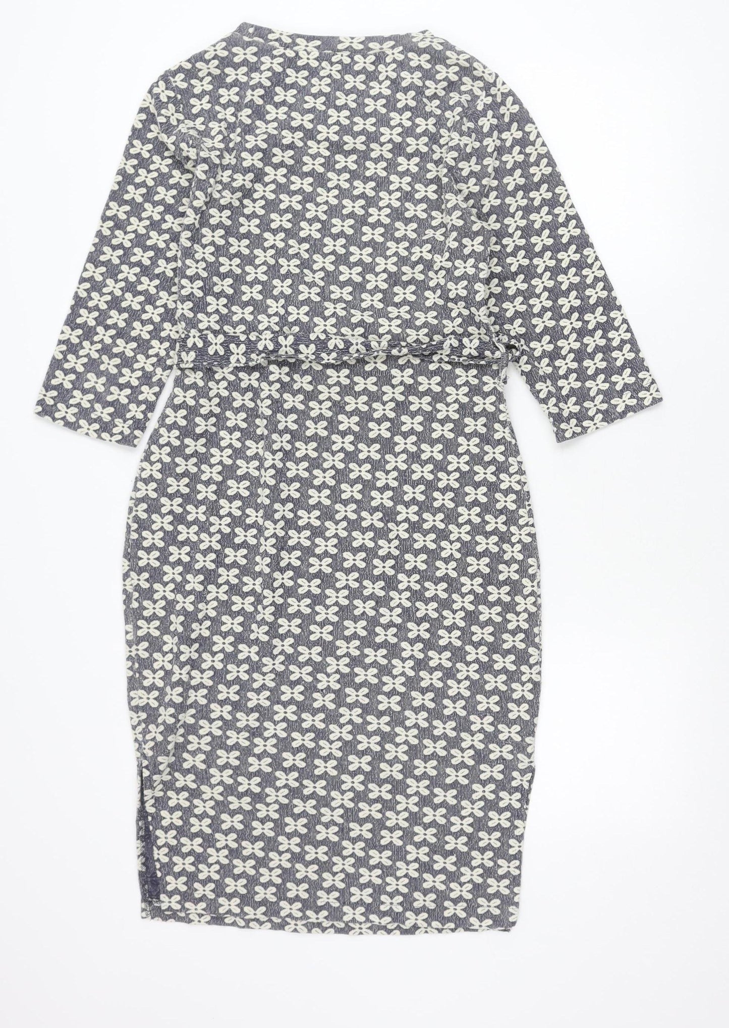 Next Women’s Blue Floral Shift Dress Size 12 Knee Length 3/4 Sleeve