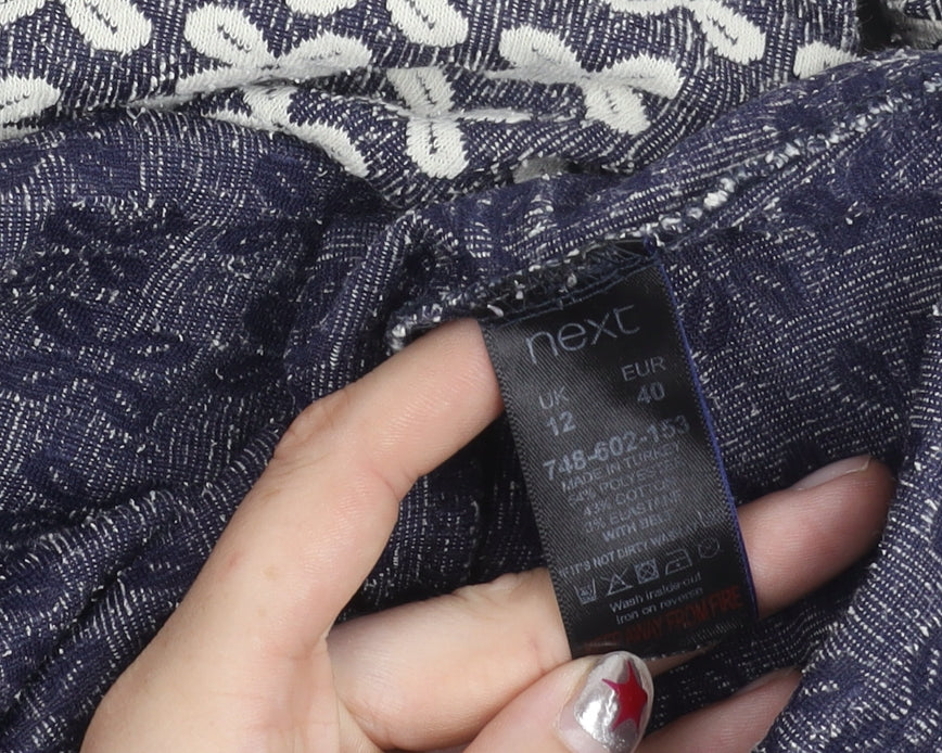 Next Women’s Blue Floral Shift Dress Size 12 Knee Length 3/4 Sleeve