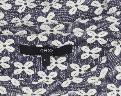 Next Women’s Blue Floral Shift Dress Size 12 Knee Length 3/4 Sleeve