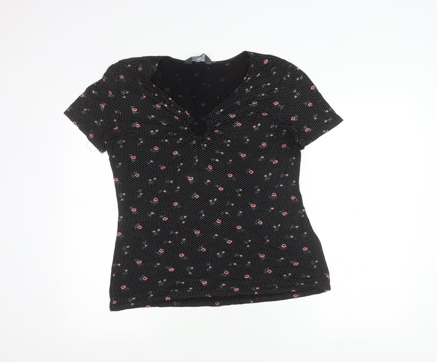 Womens UK Size 14 Dorothy Perkins Black Basic T-Shirt