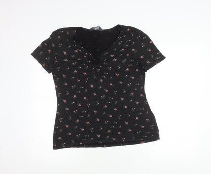 Womens UK Size 14 Dorothy Perkins Black Basic T-Shirt