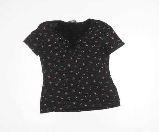 Womens UK Size 14 Dorothy Perkins Black Basic T-Shirt