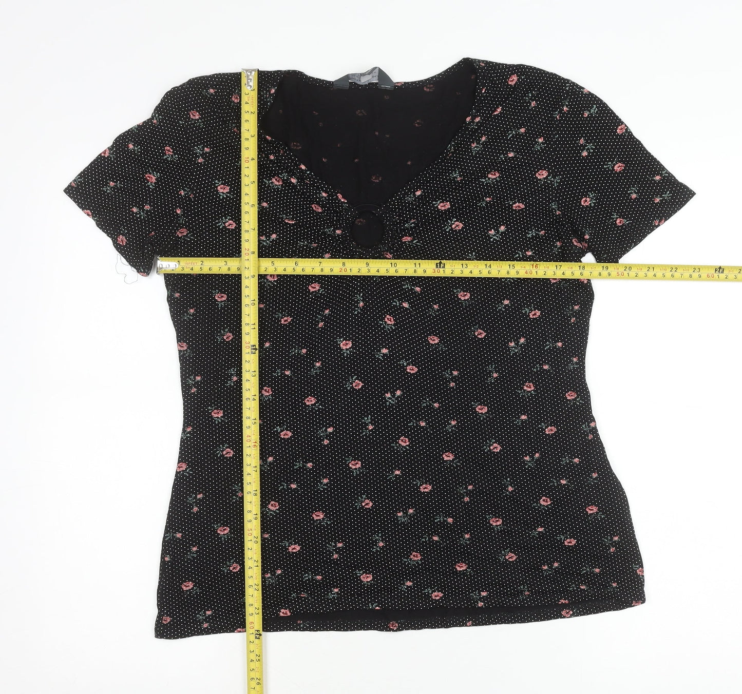 Womens UK Size 14 Dorothy Perkins Black Basic T-Shirt