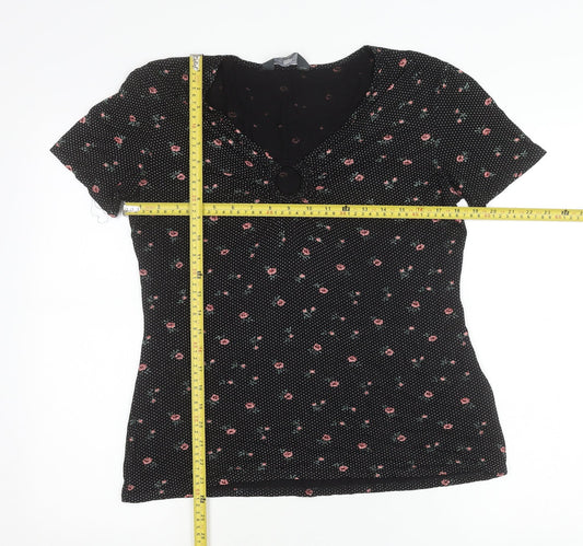 Womens UK Size 14 Dorothy Perkins Black Basic T-Shirt