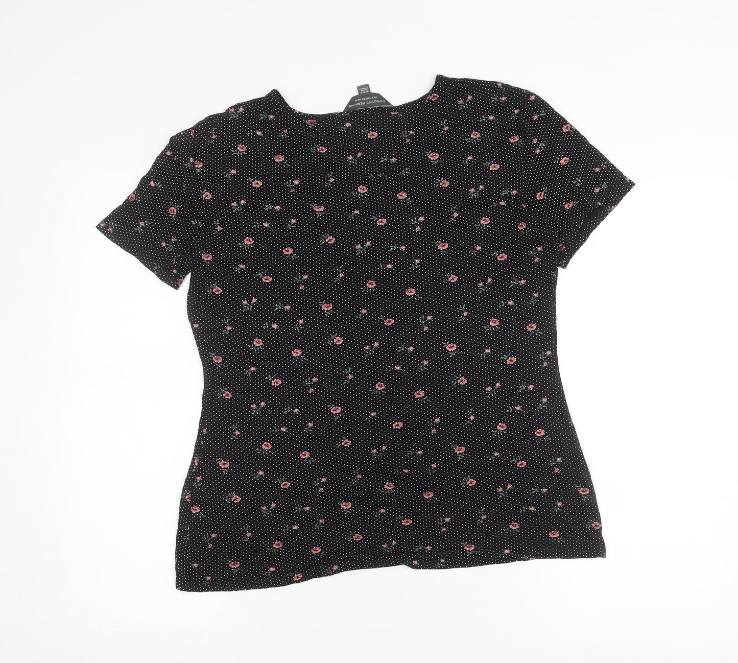 Womens UK Size 14 Dorothy Perkins Black Basic T-Shirt