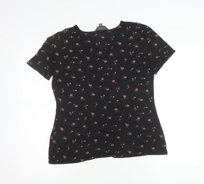 Womens UK Size 14 Dorothy Perkins Black Basic T-Shirt