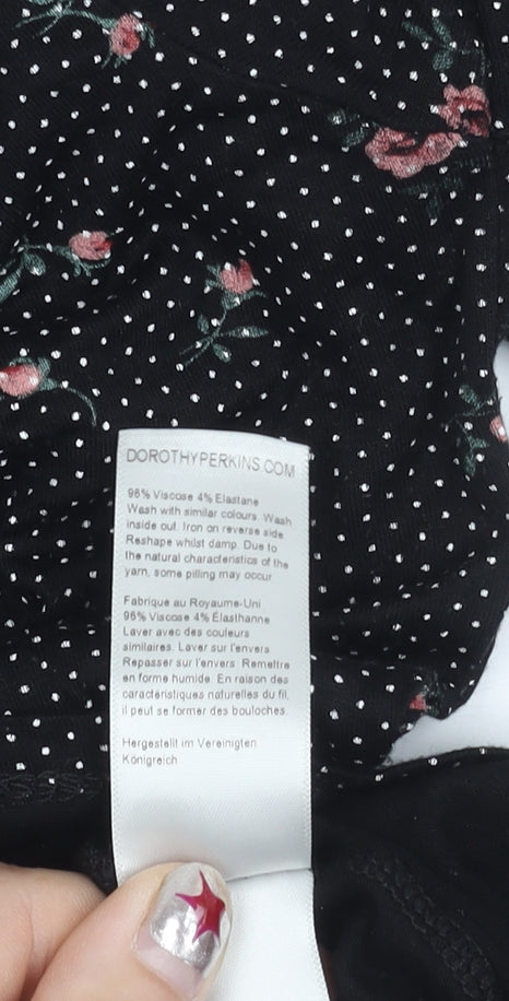 Womens UK Size 14 Dorothy Perkins Black Basic T-Shirt