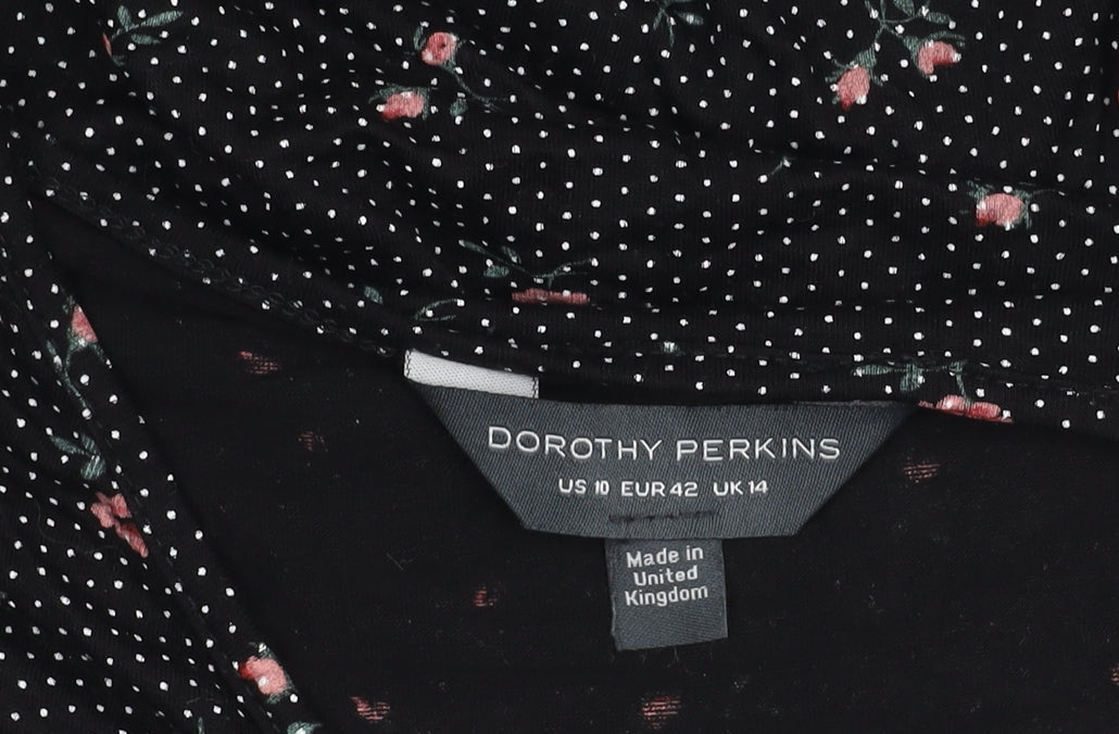 Womens UK Size 14 Dorothy Perkins Black Basic T-Shirt