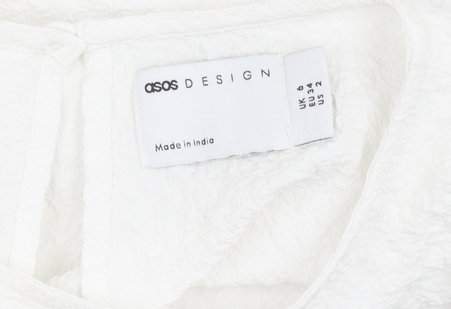 Womens UK Size 6 ASOS Design White Tunic Blouse