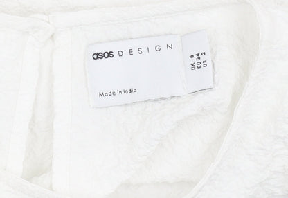 Womens UK Size 6 ASOS Design White Tunic Blouse