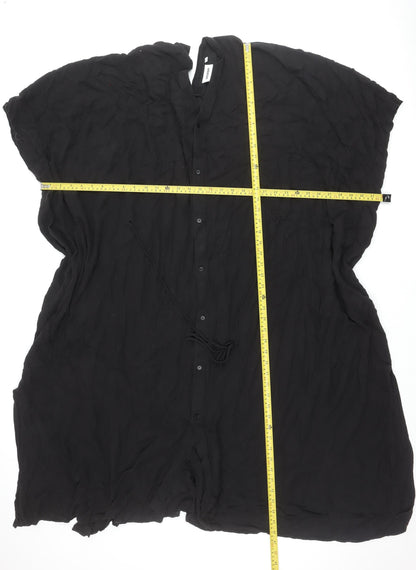Weekday Women's Black Shirt Dress L Collared Button Casual Long