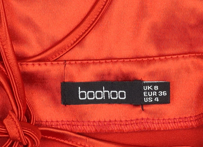 Boohoo Women’s Red Bodycon Strappy Mini Dress Size 8