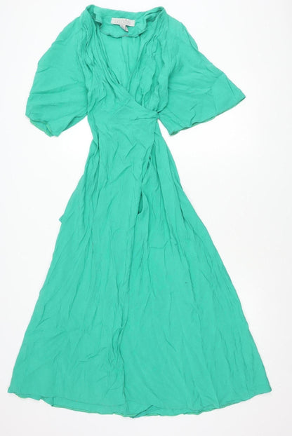 Liquorish Women’s Green Size 8 Maxi Dress Kimono Sleeve Belted