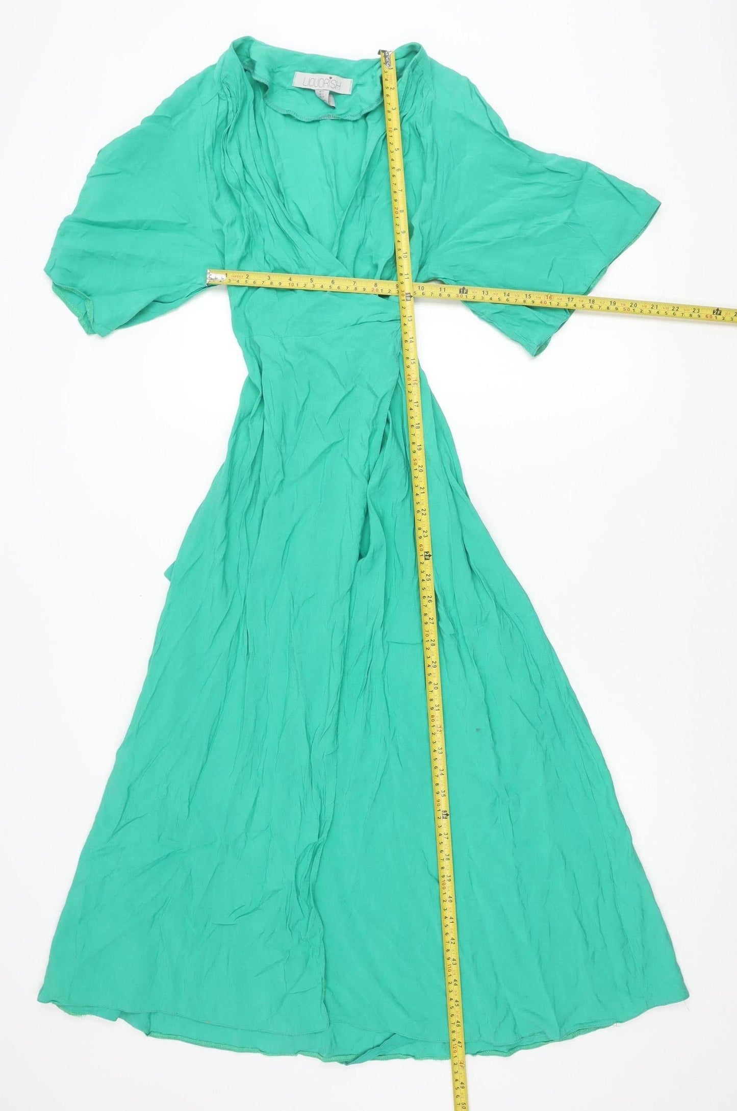 Liquorish Women’s Green Size 8 Maxi Dress Kimono Sleeve Belted