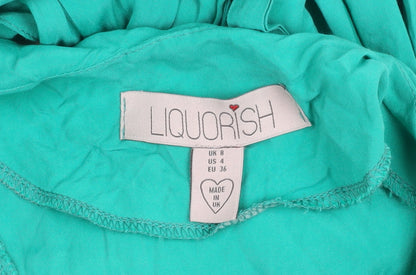 Liquorish Women’s Green Size 8 Maxi Dress Kimono Sleeve Belted