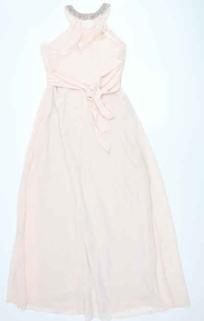 Phase Eight Women’s Pink Beaded Halter Maxi Dress Size 12
