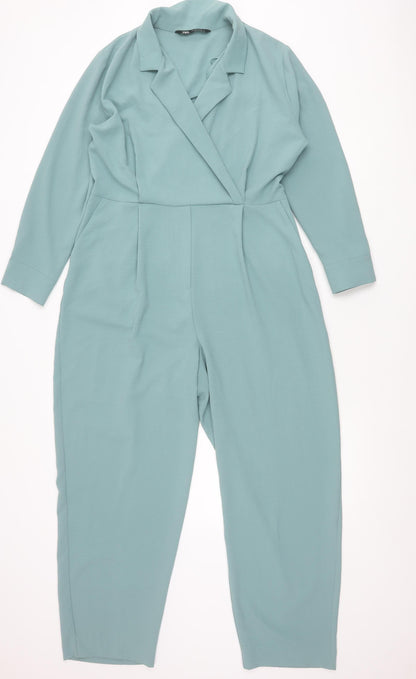 Zara Women’s Green Jumpsuit Size 14 Long Sleeve V-Neck Zip