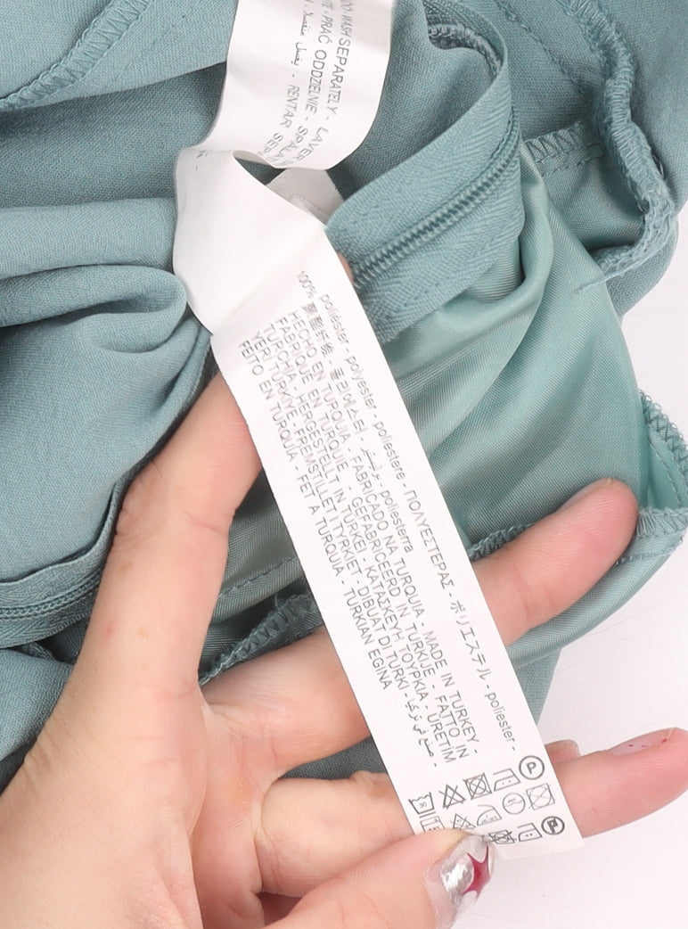 Zara Women’s Green Jumpsuit Size 14 Long Sleeve V-Neck Zip